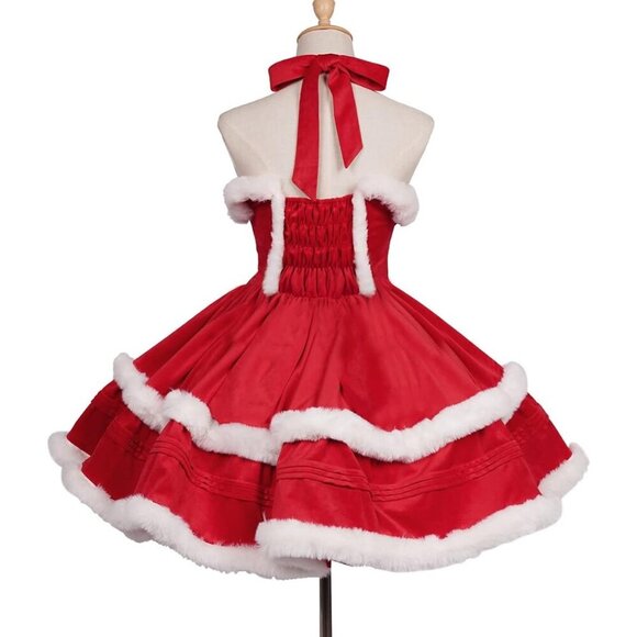 Women's Dress Red Santa Christmas Outfits Imported Cute Lolita Dress - Picture 4 of 4